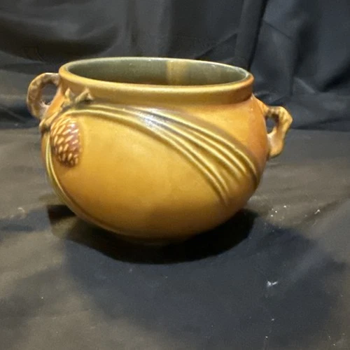 roseville pottery pinecone brown 632-3 Small 3 1/4x5 In Mini Jardeniere