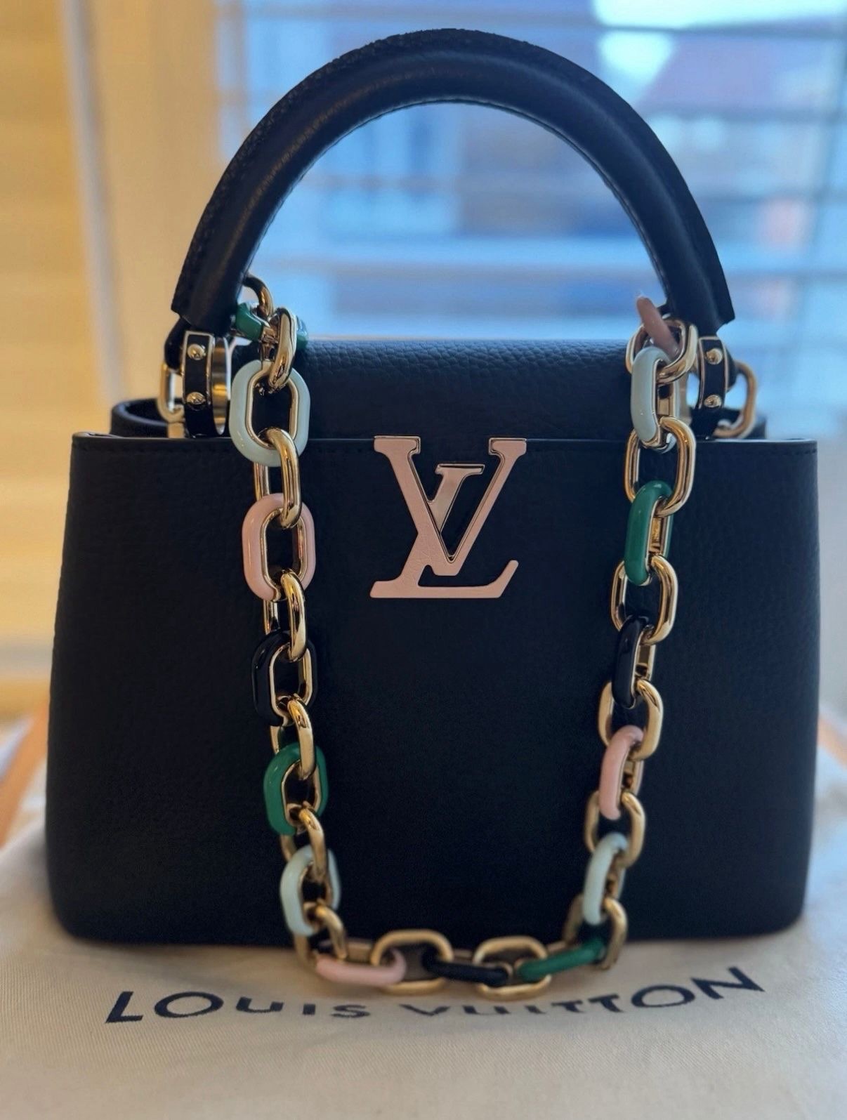 Louis Vuitton Handbag Capucines Multicolour Chain Strap Rare Limited Edition