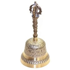 Hand Bell 6.8 Inch High Brass Antique Handbell Vintage Style Loud Solid Brass...
