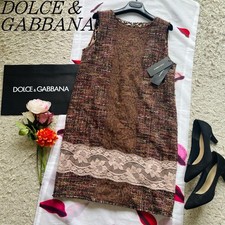 Dolce & Gabbana Tweed Lace Dress Leopard Lining Knee Length Women's Size 42 NWT