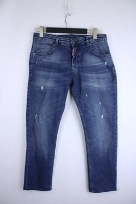 DSQUARED2 Blue Denim Distressed Slim Straight Jeans Size 50