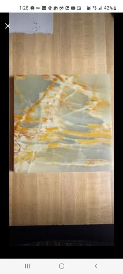 Hermoso soporte para plantas victoriano francés con losa de ónix verde macizo sobre soporte de latón Foto 4 de 4