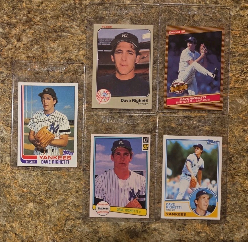 (5) Dave Righetti 1982 Topps Rookie Card RC Donruss 1983 Fleer 1986 Yankees