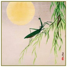Praying Mantis Japanese Artist  Ohara Shoson Counted Cross Stitch Pattern