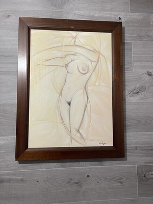 Original Figuratives Abstraktes Pastell Gemälde Minimalistischer Akt Frau Wandbild ''