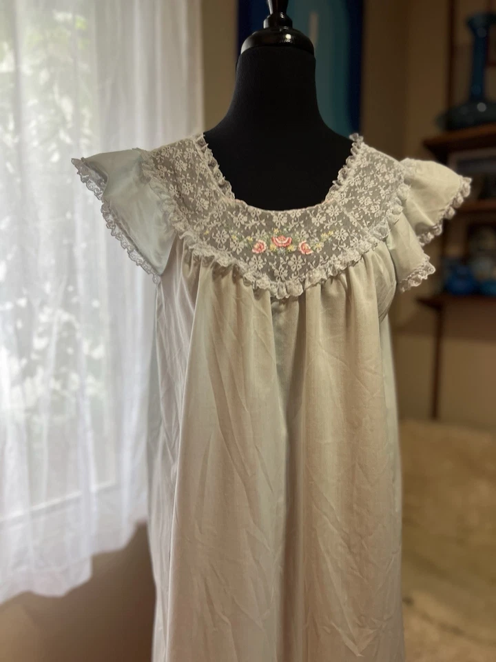 Vestido de Noche Floral Azul Sears De Colección Para Mujer Mediano 36/38 Hecho en EE. UU. Foto 2 de 4