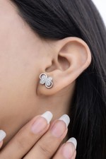 Butterfly CZ Stud Earrings Sparkling Silver Tone Dainty Crystal Earrings