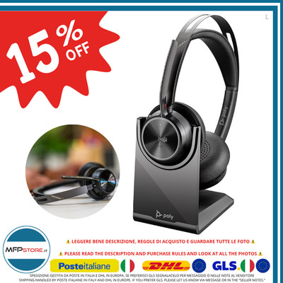 Poly Voyager Focus S2 Bluetooth USB-A Headset Mit Ladestation, Schwarz