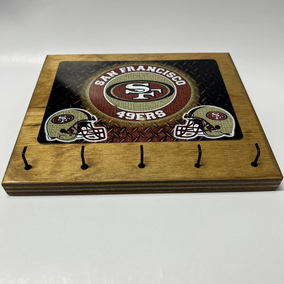 San Francisco 49ers Rustic Home Office wall decor key hanger holder 5 Hooks - Image 4 of 4