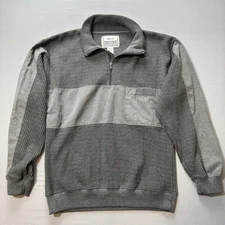 Mens Huk-A-Poo Medium Pullover Sweatshirt Quarter Zip Textured Gray