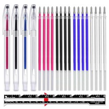 4 Colors Heat Erasable Pens for Fabric with 20 Black, Blue, Red, White