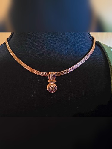 Vintage Kay Jewelers 14kt Gold Diamond Cut Omega & Two-Tone Slide Pendant
