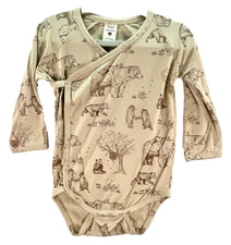 Kate Quinn Bear Print Bamboo Crossover Bodysuit Long Sleeve Unisex 12–18M