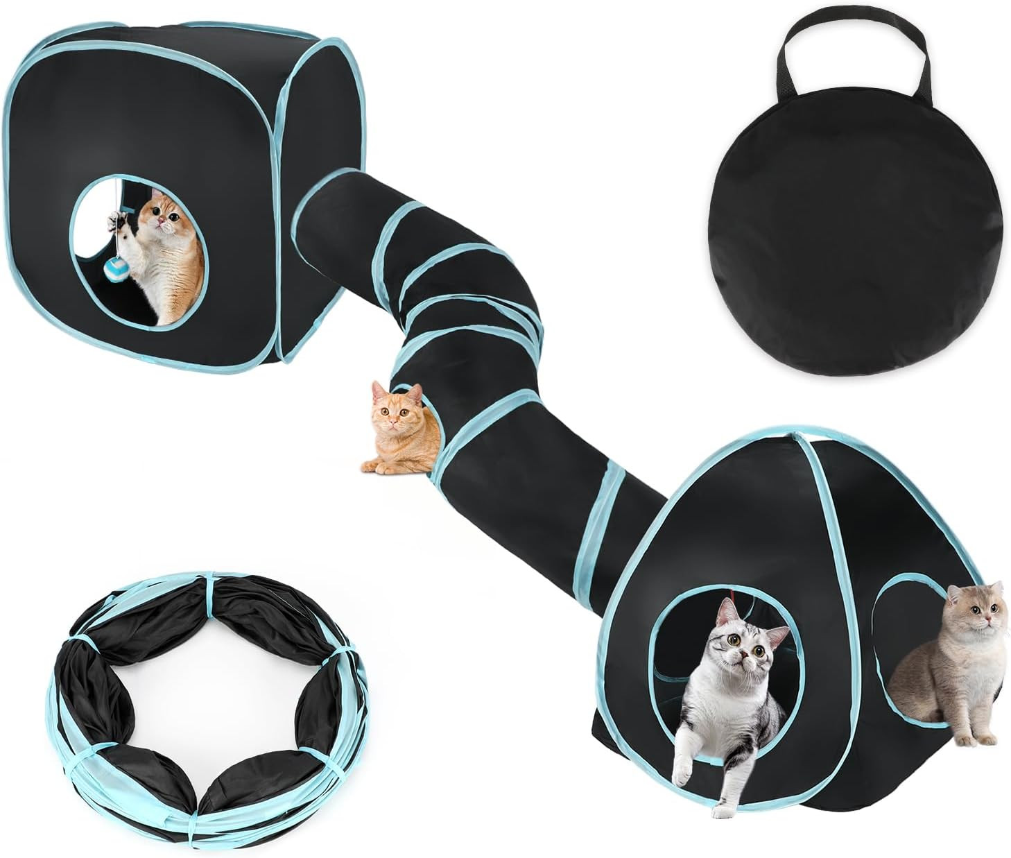 Tunnel per Gatti 3 in 1 Casetta Pieghevole: Divertimento Interattivo