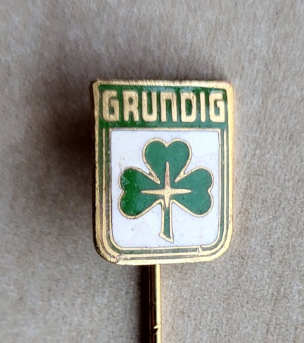 Vintage Emaille Grundig Radio Pin Anstecker Logo Stecknadel