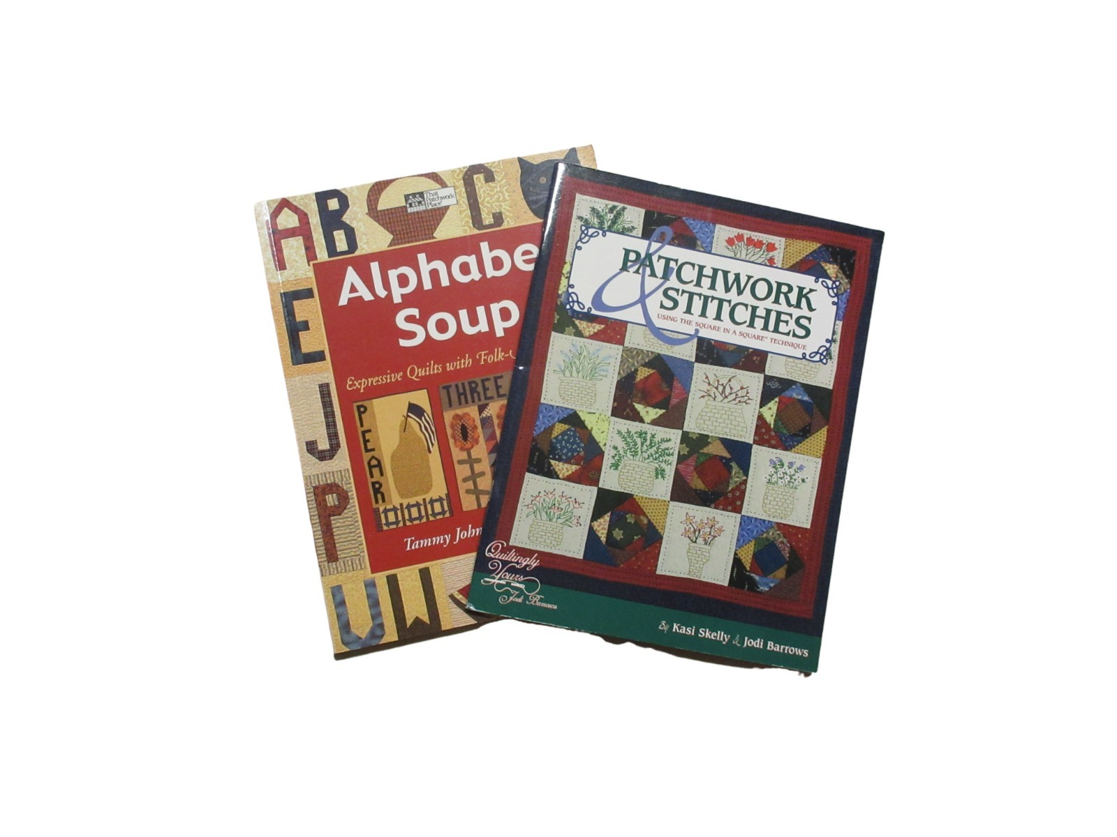 Vintage Folk Art Rustic Primitive Embroidery Patchwork Quilt Block Book Lot 2pc