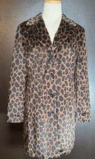 Express Leopard Print Button Up Collared Mid-Length Women's Coat Size 7/8