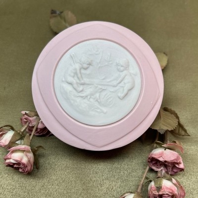 Tharaud Limoges Pink Bisque Porcelain Trinket Box| Vanity Decor
