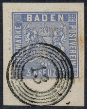 Baden Nr. 10 gestempelt Nummernstempel 13 (Bischofsheim a.d.T.) Briefst&uuml;ck 561