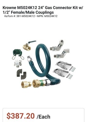 Krowne Gas Connector Kit M5024K12 See Photos & Description- Missing 1 Swivel