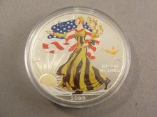 2009 American 1oz Fine 999 Silver Colourised Walking Liberty EAGLE