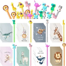 Colarr 64 Pcs Inspirational Mini Notebook with Pens Bulk Fun Pun Black 