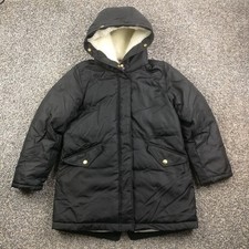 2020 J Crew Crewcuts Fishtail Parka Coat Primaloft Black Girls Size 10