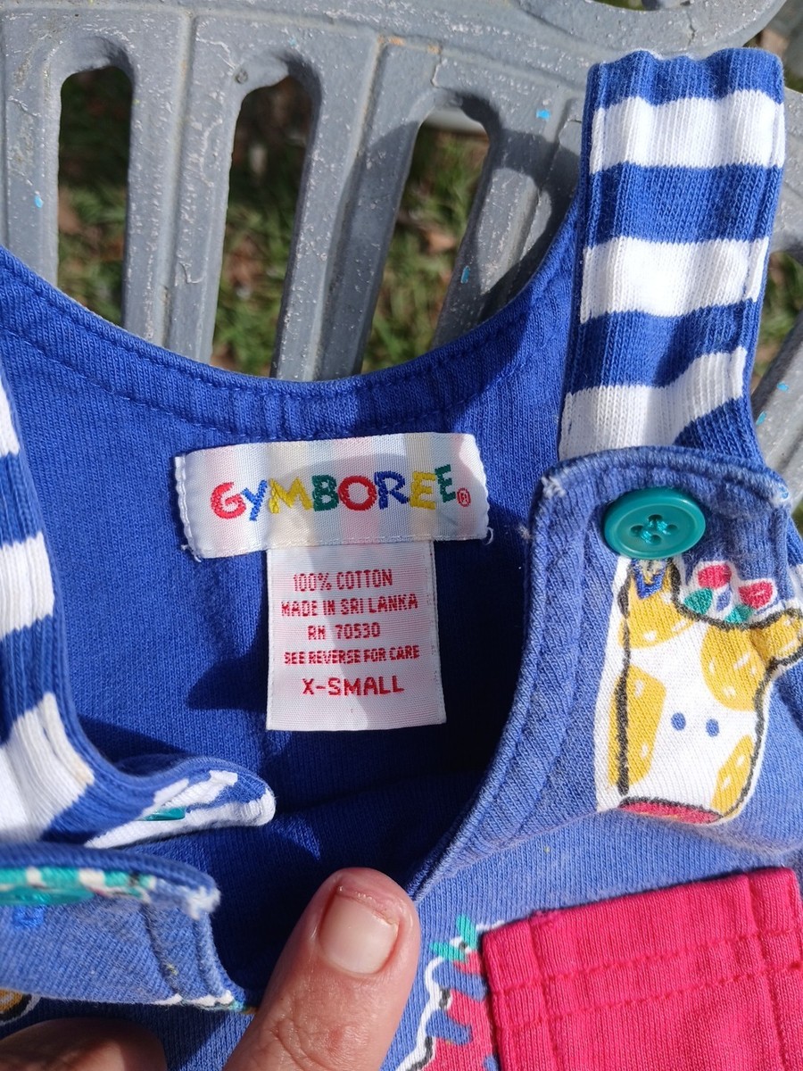 Vintage Gymboree Rainbow Tag Bubble Romper Overalls Primary Color 