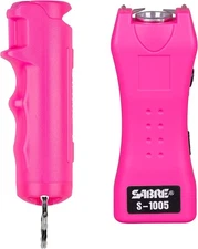 SABRE Pepper Spray & 2-in-1 Stun Gun with Flashlight, 0.54 Fluid Ounces, Pink 
