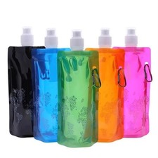 500ml Foldable Water Bottle Outdoor Sports Drinking Bag Running Camping