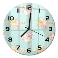 Dekorative Wanduhr Mit Leisem Uhrwerk Blumenmuster Schwarze Zeiger Fi30 Cm