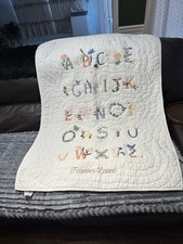 Pottery Barn Kids Quilt Crib Lap Blanket White, Gray, Yellow, 36"x50"