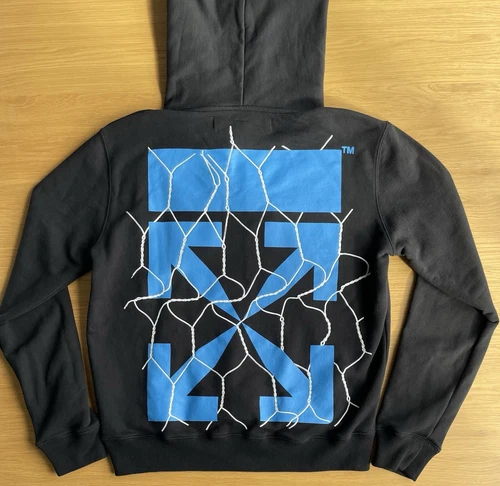 Felpa con cappuccio Off White Fence Arrow nera blu media