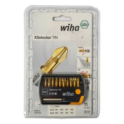 Wiha XSelector TiN Bitsatz 11-tlg 25mm Magnetbithalter Schlitz PH PZ 7944-065
