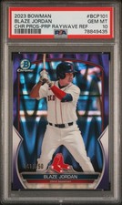 2023 BOWMAN CHROME PROSPECTS PURPLE RAYWAVE #BCP101 BLAZE JORDAN 141/250 PSA 10