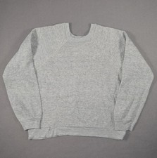 Vintage Sweatshirt Mens Small Grey Blank Raglan Crewneck Reconstructed 70s 80s