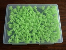Plastic Castle Golf Tees in Lime Green, in see Through case.