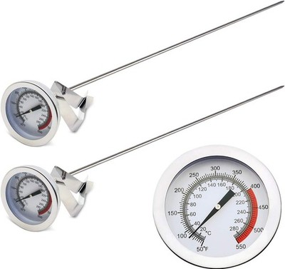 Efeng 15  turkey fryer thermometer with pot clip (2 Pack), 2'' 15 Inch, Silver 