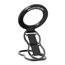 Magnetic-Phone-Grip-Stand-with-Finger-Strap, 4-in-1 Magnetic Ring Holder, Black