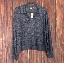 GAP NWT Womens Top Long Sleeve Collared Popover Blue Size XL
