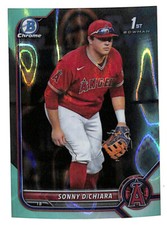 2022 Bowman Chrome Draft Sonny DiChiara 142/199 aqua lava refractor card Angels