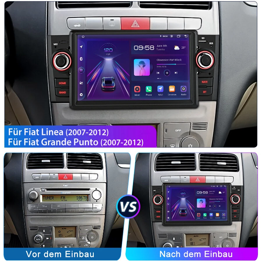 7” Android 11.0 Autoradio GPS für 2007-2012 Fiat Punto & Grande Punto Carplay BT - Bild 3 von 4