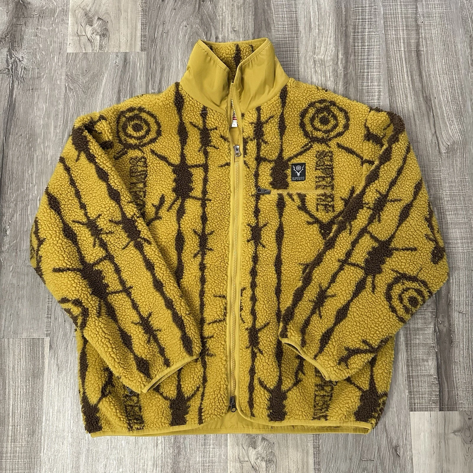 Veste polaire Supreme X SOUTH2 WEST8 jaune moutarde homme taille L