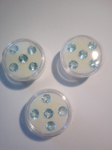 5 einzelne blaue Topas round facet rund geschliffen ca 6,5 mm eyeclean - Bild 3 von 6