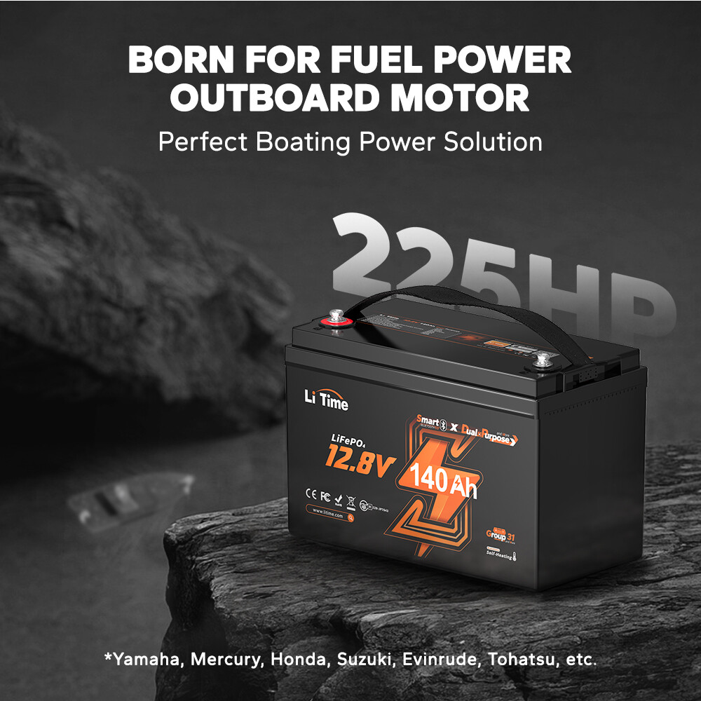 LiTime 12V 140Ah Dual Purpose LiFePO4 Battery CCA 1000 For Marine-Refurbished