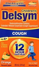 Delsym Children's 12 Hr Cough Relief Orange Flavored Liquid Alcohol-Free 3 Fl Oz