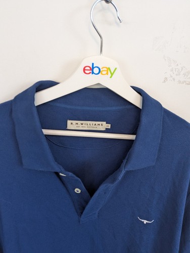 Rm Williams Polo Shirt Mens Size 4xl Blue Cotton Short Sleeve Stockyard Logo - Picture 6 of 9