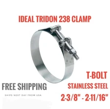 Ideal Tridon 2-3/8" - 2-11/16" 238 Silver Hose Clamp Stainless Steel Band T-Bolt