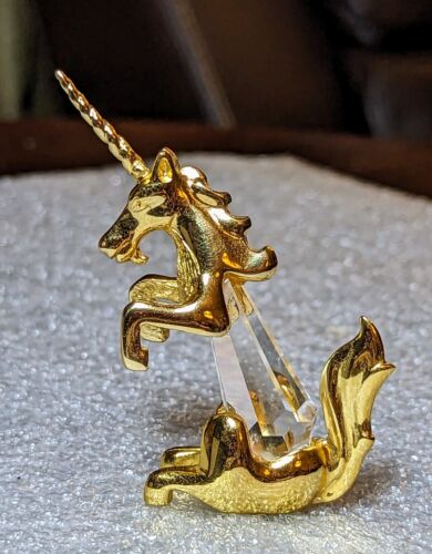 Vintage 1982 Swarovski Trimlite  Crystal Goldtone Unicorn Figurine 2.5" Tall  - Picture 1 of 9