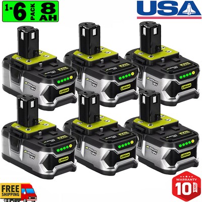 6x 18V 8.0AH For Ryobi One Plus P108 18 Volt Lithium-ion High Capacity Battery